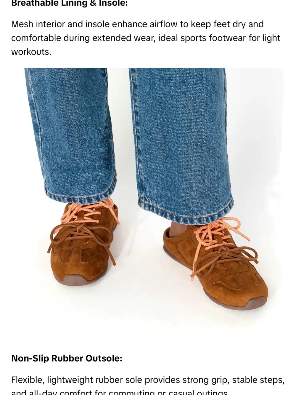 JustFab Brown Slip-On Sneaker Mule with Orange Laces 8.5